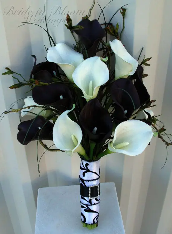 deco mariage noir et blanc bouquet mariee
