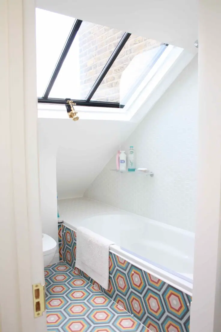 salle de bain lino colour et motif