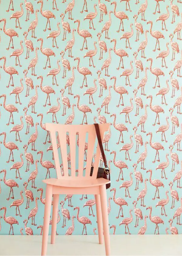 deco papier peint flamingo