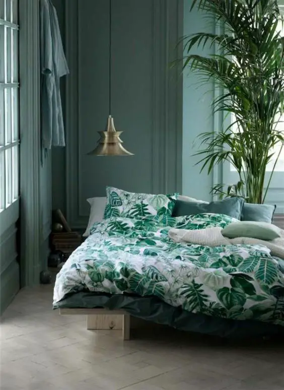 vert chambre deco linge de lit