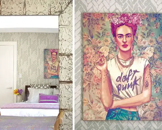 deco pop rock feminine Frida portrait