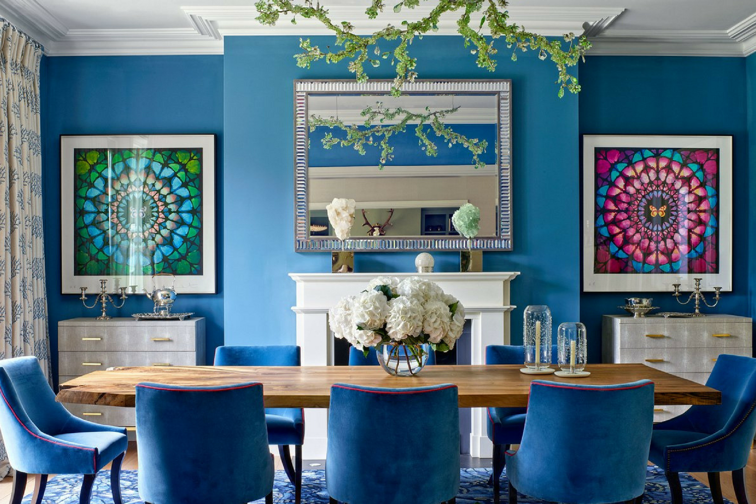 decoration salle a manger bleue