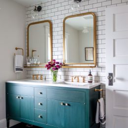 meuble peinture verte salle de bain