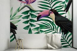 papier peint plante tropicale salle de bain