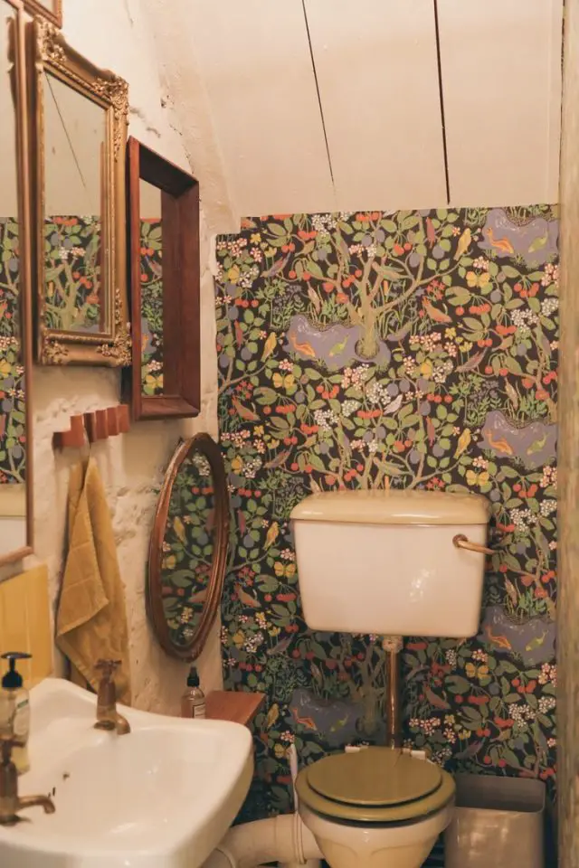papier peint salle de bain boheme