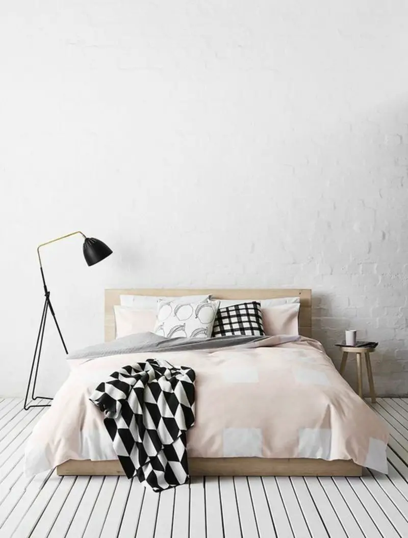 chambre deco minimaliste lampe