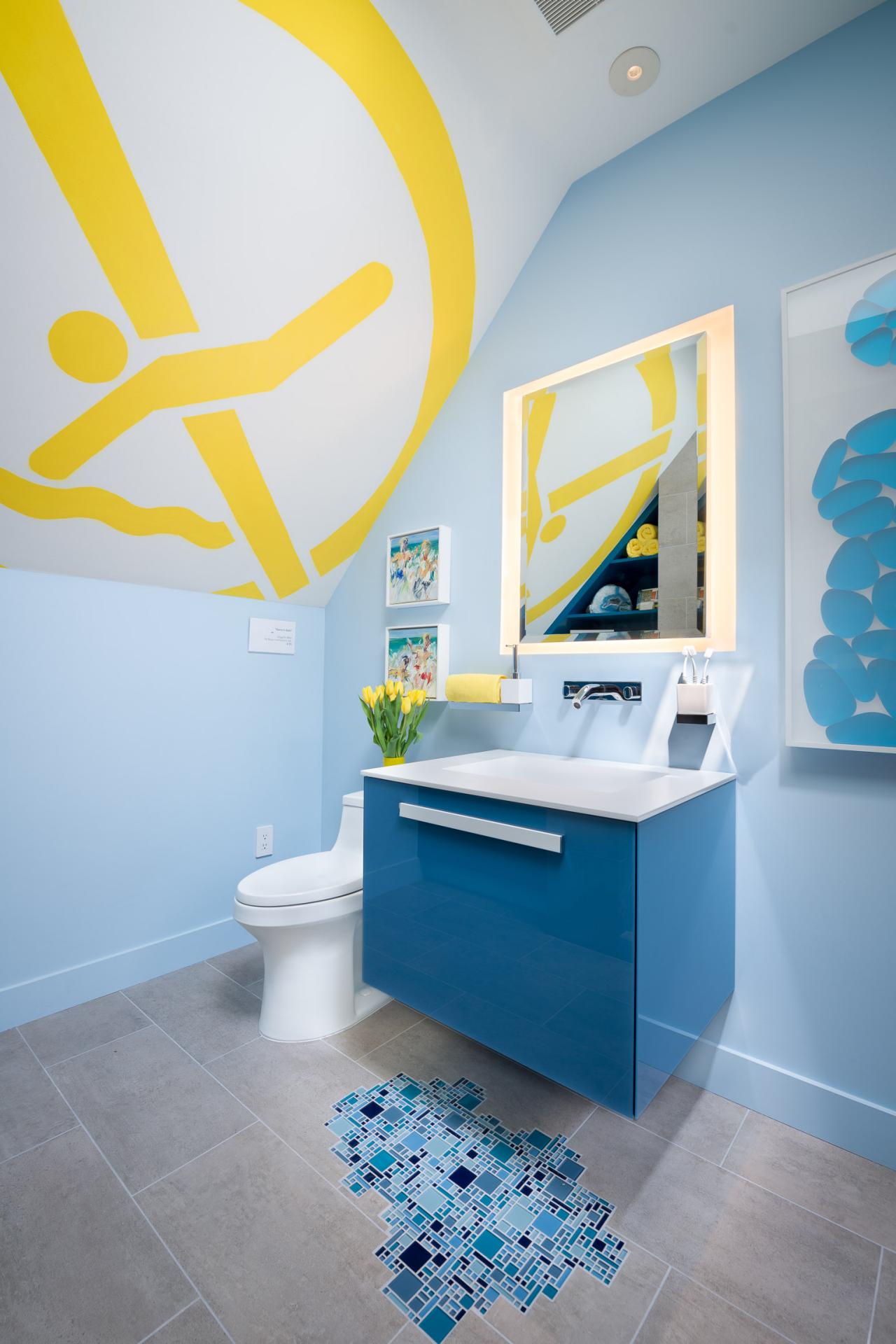 salle de bain enfant couleur bleue
