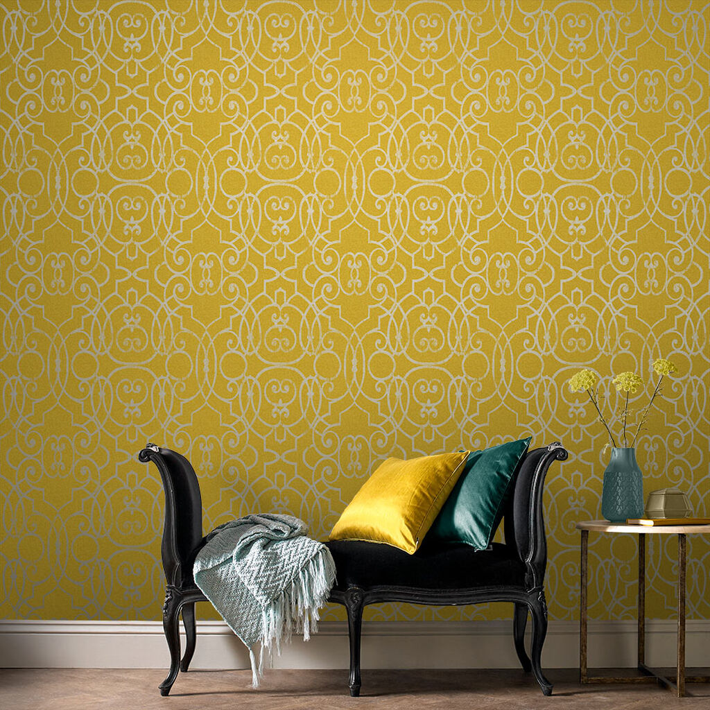 papier peint chambre jaune classique