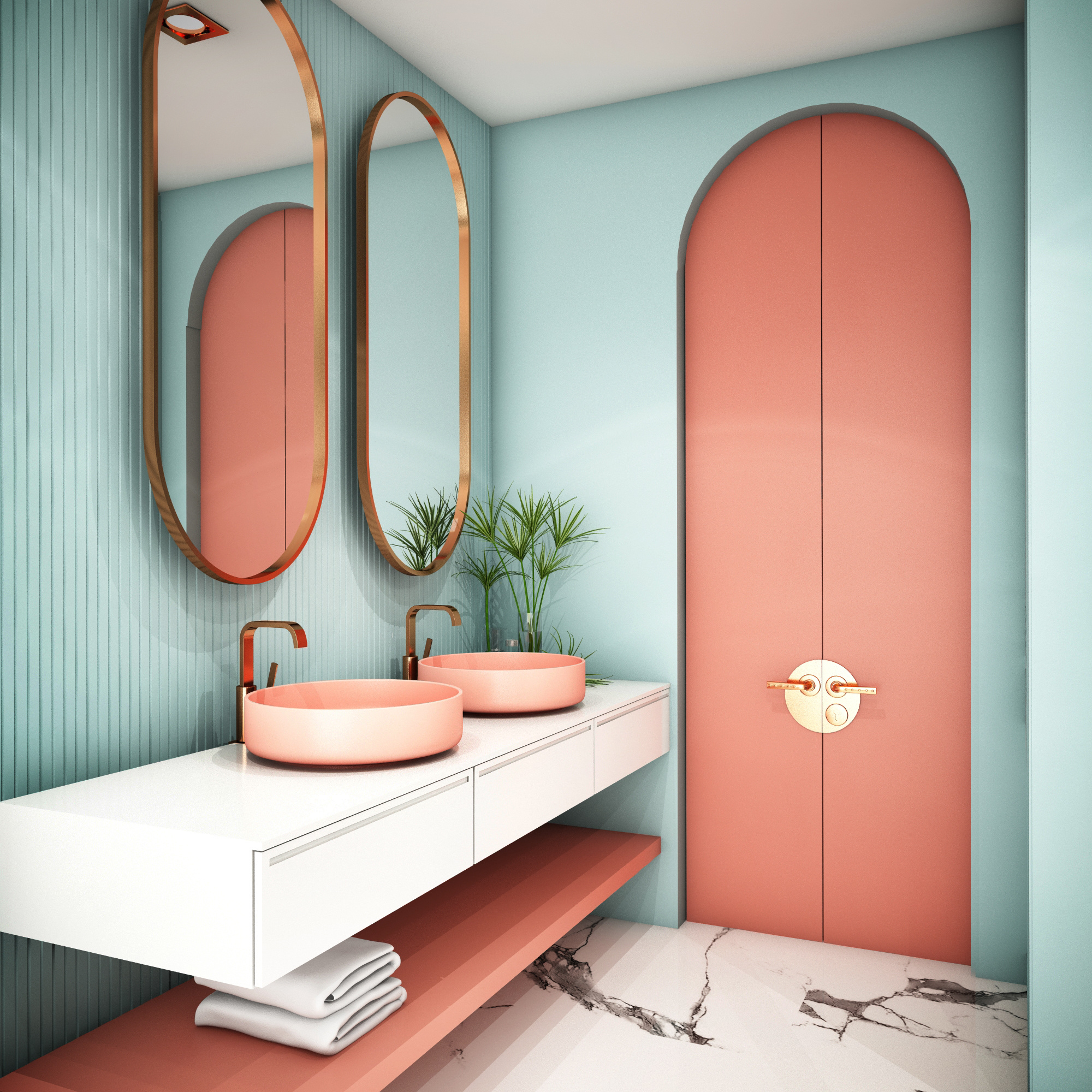meuble de salle de bain epure couleur