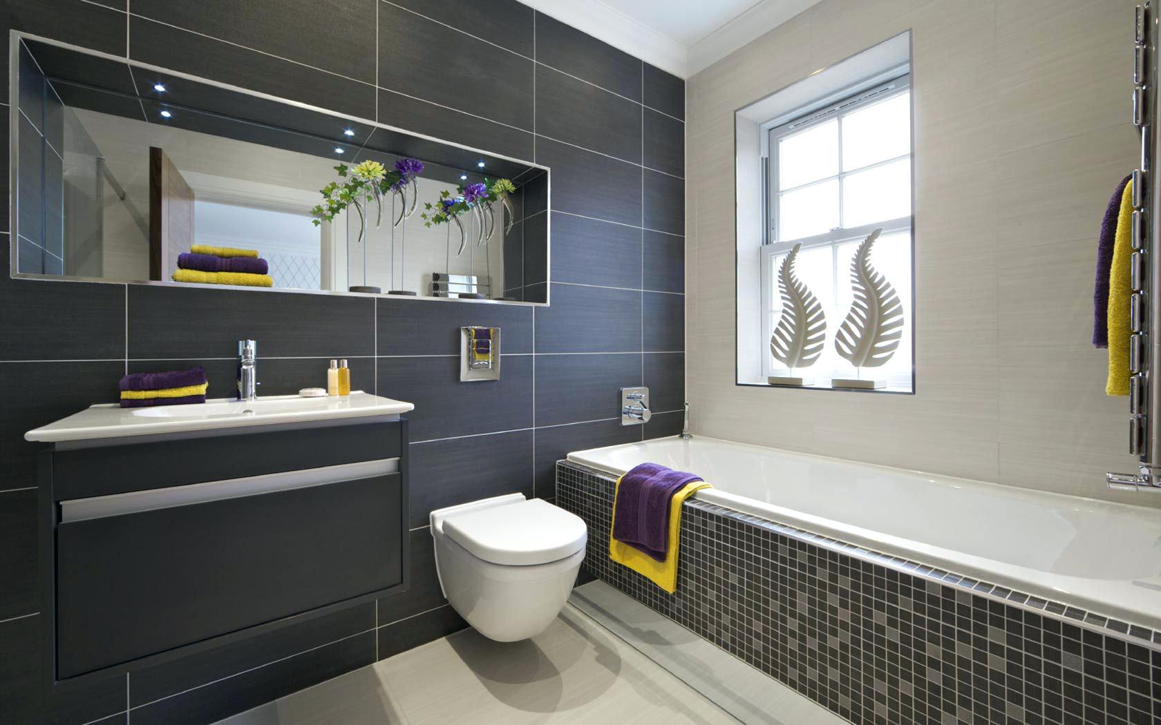 couleur sombre salle de bain gris anthracite carrelage