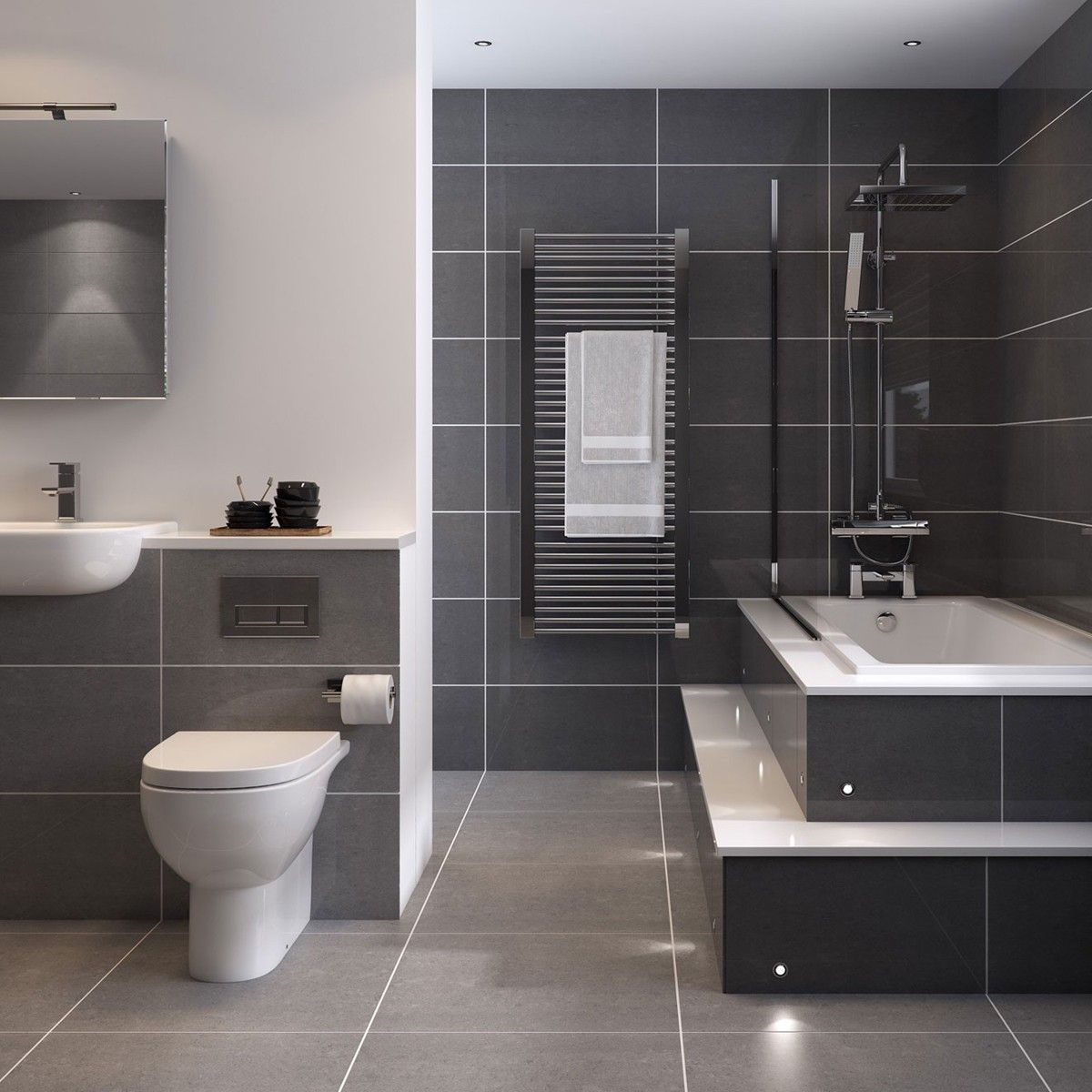 couleur sombre salle de bain carrelage gris