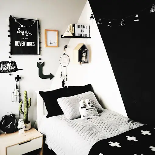 decorer amenager chambre enfant noir et blanc