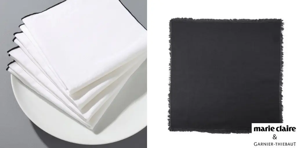 serviette table matière naturelle noir et blanc