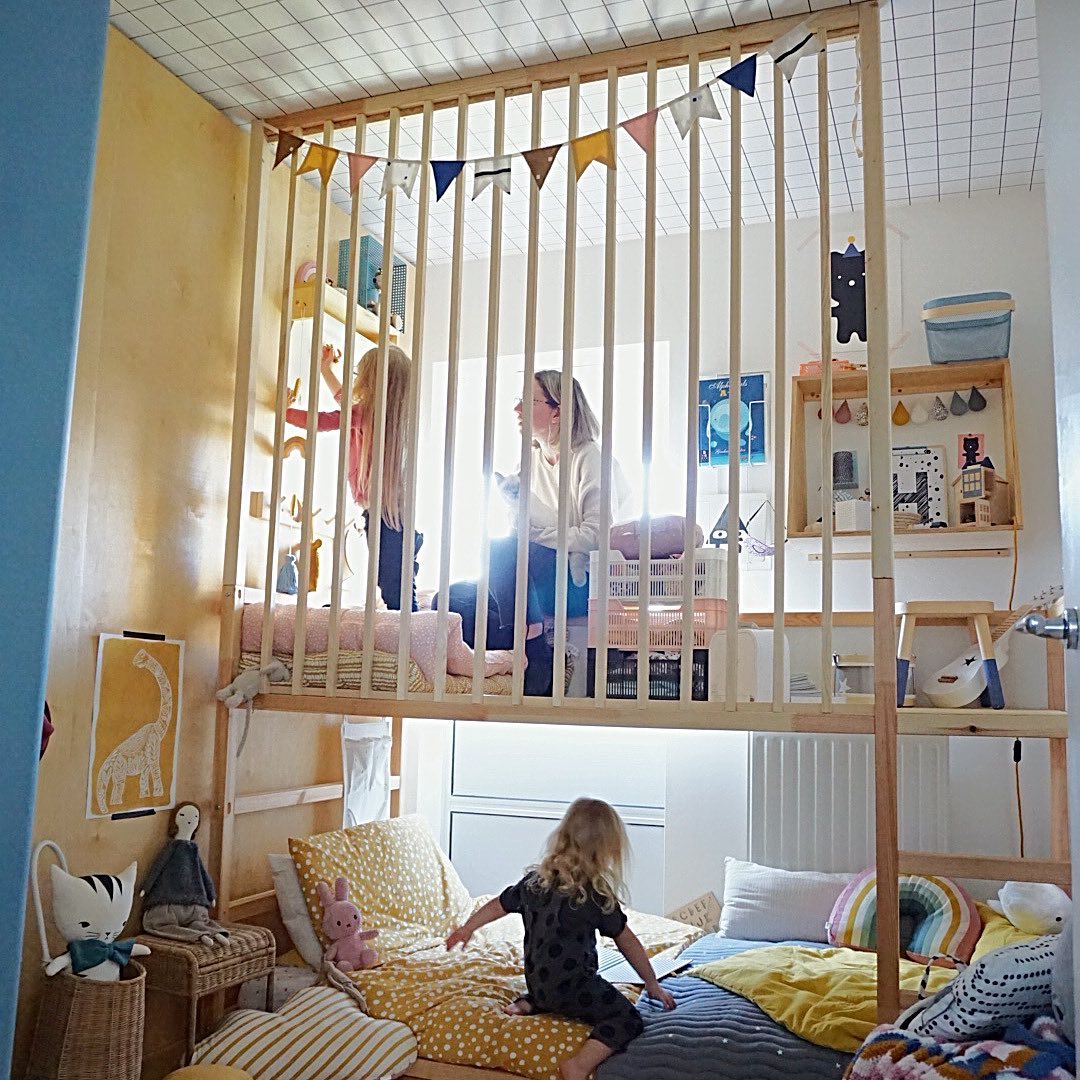 claustra chambre enfant mezzanine bois