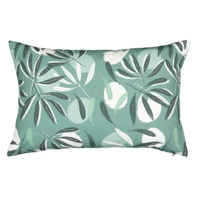 ambiance déco nature coussin vert et blanc simple