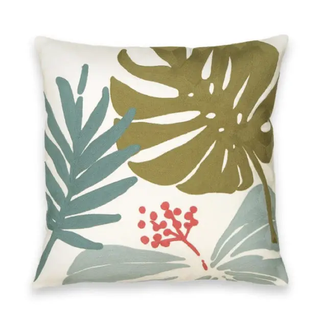 ambiance déco nature coussin imprimé tropical