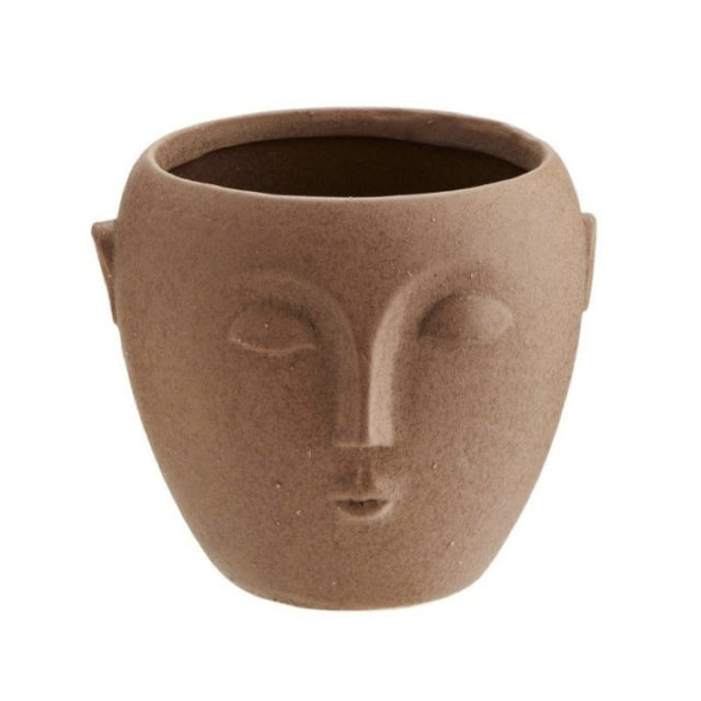 intérieur style nature cache-pot visage terre cuite