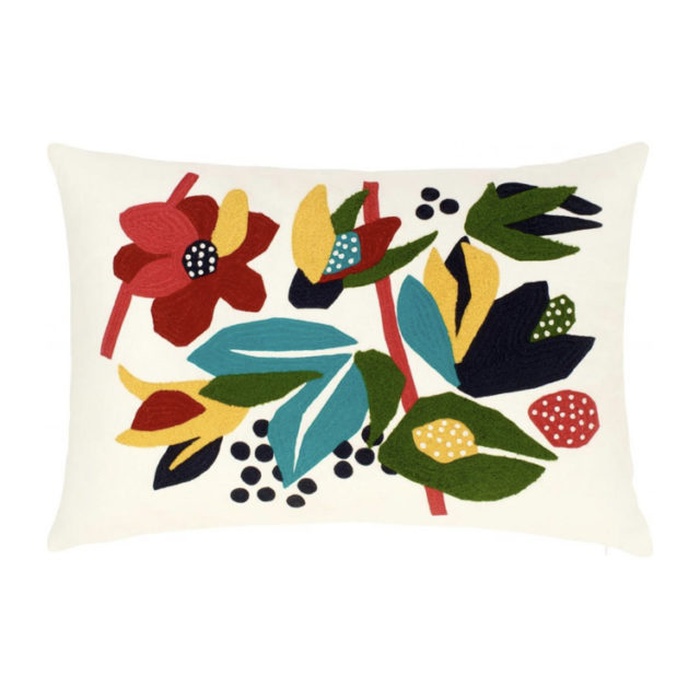 ambiance déco nature coussin imprimé floral