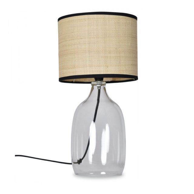 style nature lampe verre et abat-jour