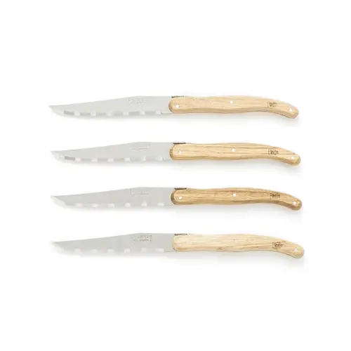 accessoire en bois decoration cuisine blanche set couteaux bois