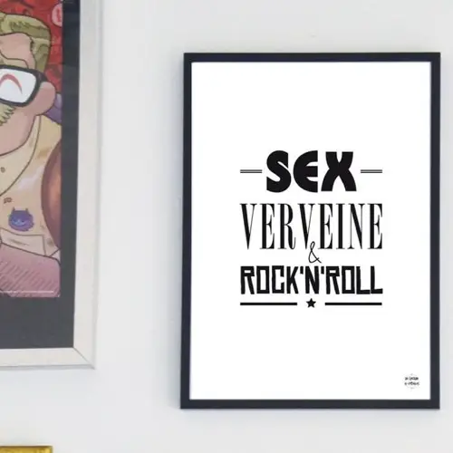 affiche deco entree pas cher illustration sex verveine et rock n roll