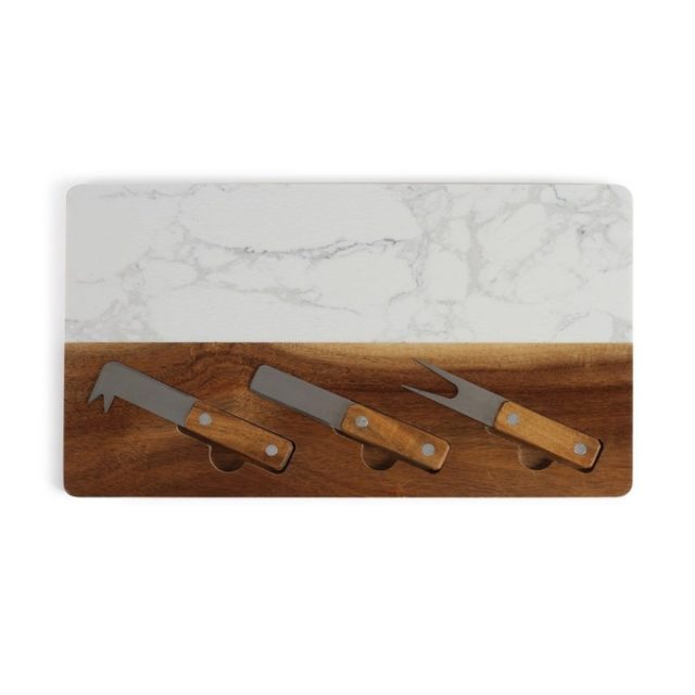 noel deco table elegant classique plateau à fromage bois et marbre