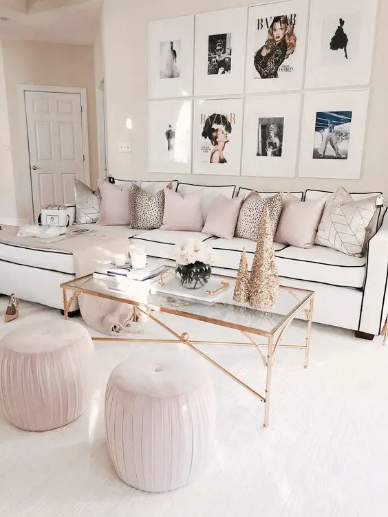 salon blanc style modern glam exemple canapé ambiance