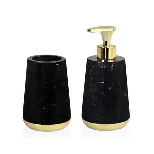 ou trouver deco salle de bain classique chic accessoire noir marbre et or