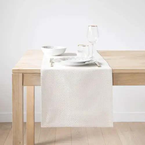 table de fêtes Maisons du Monde Chemin de table en coton à motifs dorés 40x150
