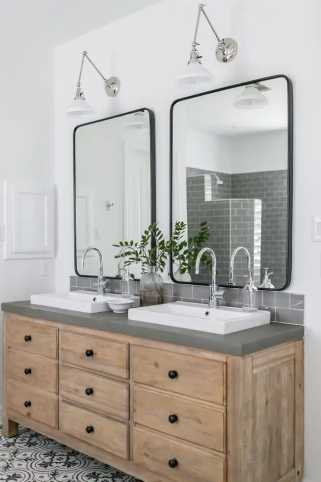 salle de bain plus lumineuse miroir exemple meuble double vasque miroir style barbier