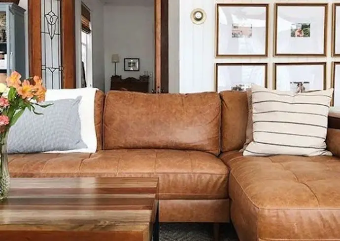 26 idees canape cuir camel salon petit salon sofa d'angle naturel moderne cadre lumineux inspiration exemple
