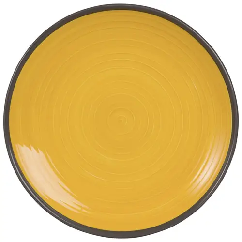 art de la table cuisine jaune assiette ronde jaune liseré noir moderne et chaleureux