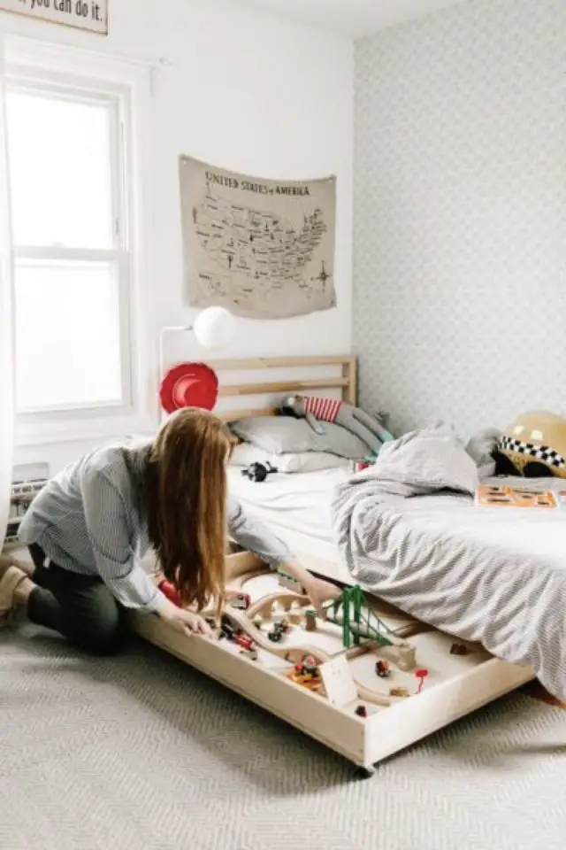 chambre enfant rangement jouet malin exemple dessous de lit jouets