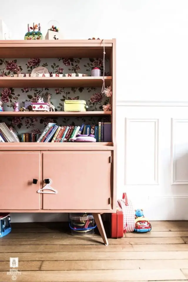diy relooking meuble exemple recup armoire peinture papier peint rangement chambre enfant