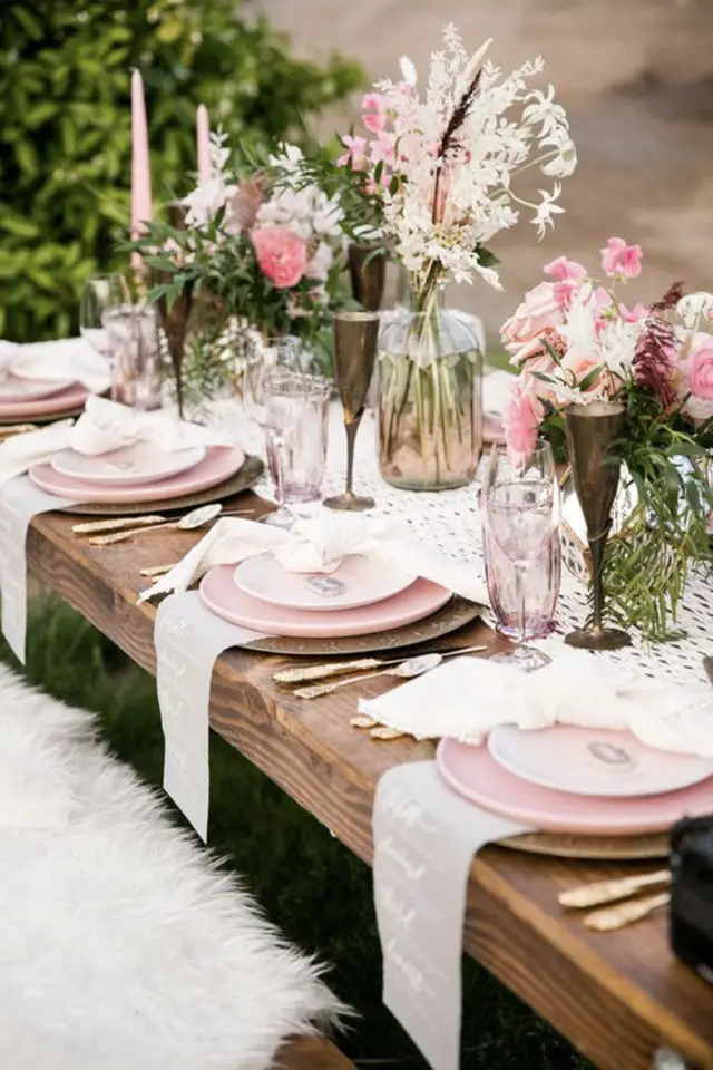 exemple salle a manger moderne rose art de la table ambiance mariage