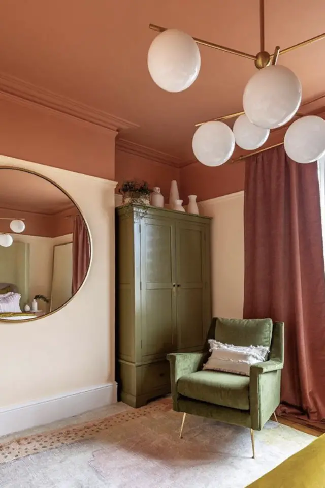 couleur deco bien etre exemple chambre à coucher terracotta rose et vert moderne et chaleureux