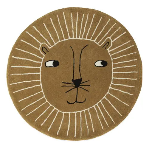 deco couleur enfant tapis rond tête de lion ocre moutarde moderne tendance