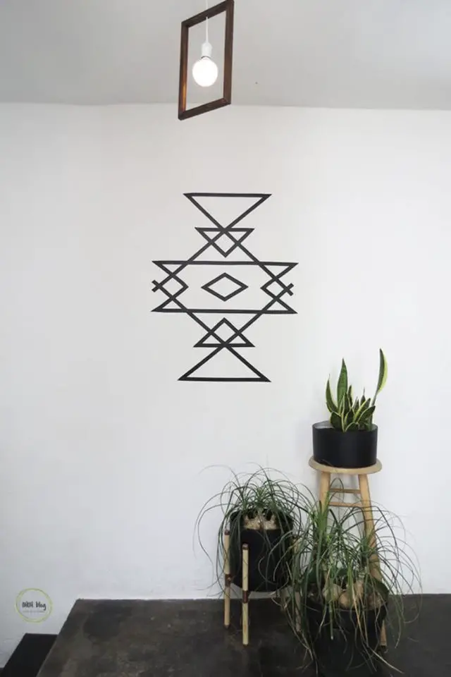 exemple deco masking tape pas cher motif ethnique noir et blanc géométrique DIY moderne