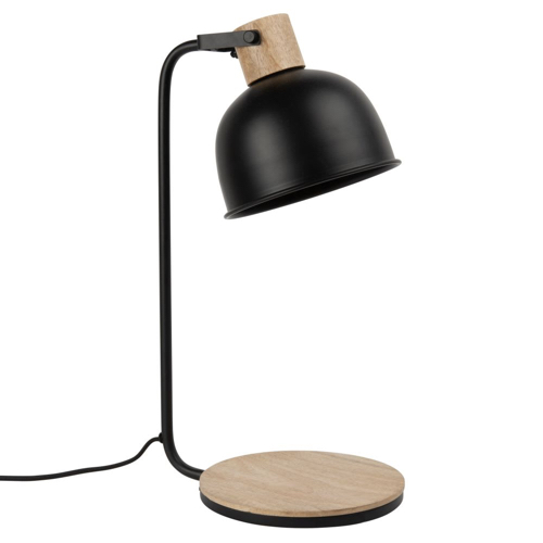 accessoire decoration masculine chambre lampe de chevet bureau noir et bois simple fonctionnel