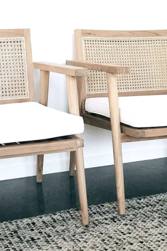 chaise cannage bois slow deco détail design fauteuil