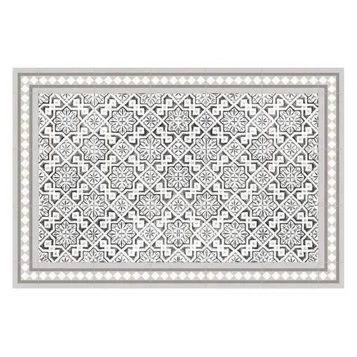 deco inspiration maroc voyage tapis imitation carreaux de ciment motif bleu gris