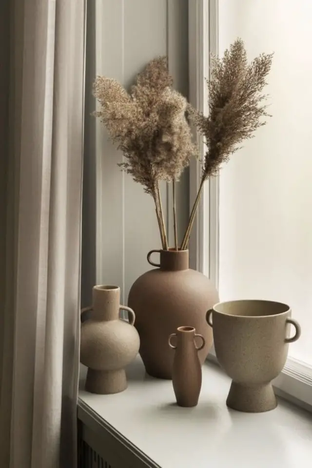 deco slow pampa fleur sechee exemple vase en céramique couleur naturelle terre cuite terracotta