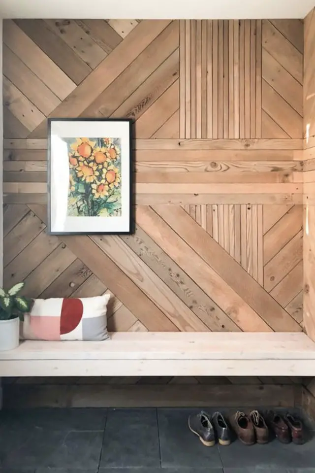 decor mural bois exemple decoration revêtement moderne chaleureux simple