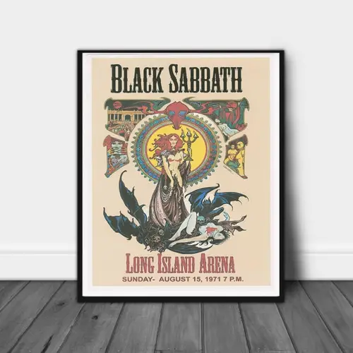 decoration affiche poster musique rock black sabbath illustration vintage