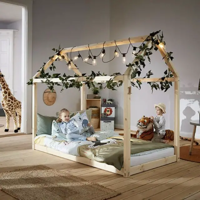 idee deco lit cabane enfant style nature DIY facile chambre à coucher