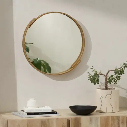 ou trouver miroir design chambre moderne dessus commode encadrement rond bois original