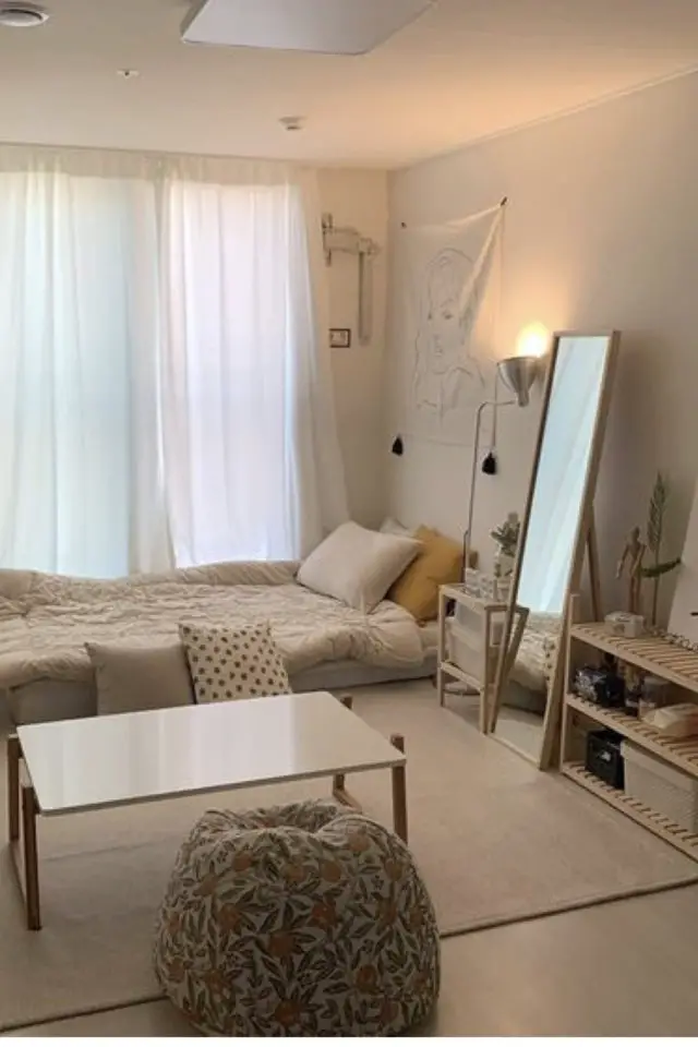 amenagement studio style coreen moderne chambre salon séjour mobilier bas moderne