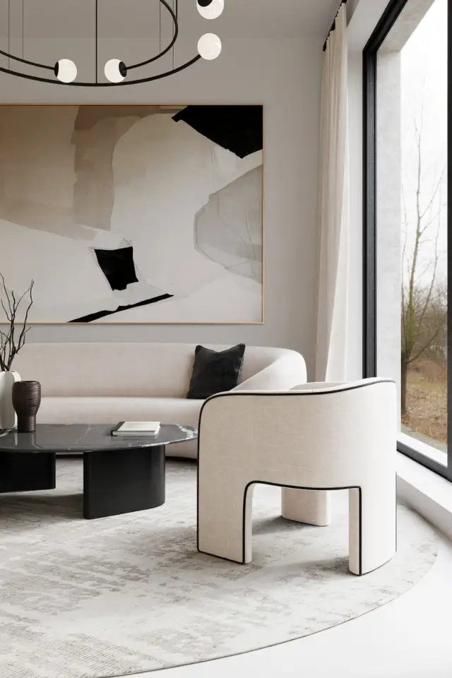 decoration minimaliste couleur conseil slow design intérieur élégant moderne tableau sur accent tonalité beige