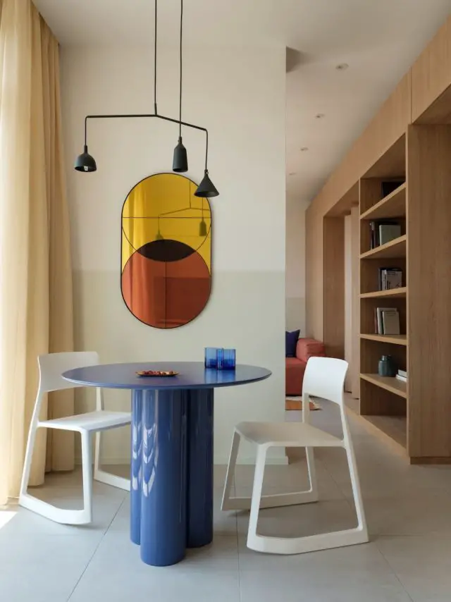 decoration minimaliste couleur conseil touche de couleur vives table années 70 orange jaune design