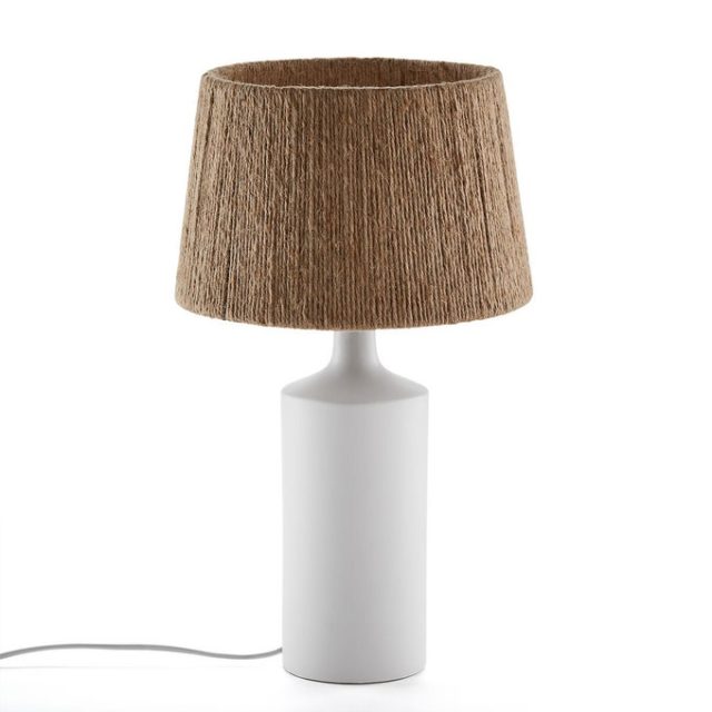 meuble deco minimaliste et chaleureux lampe à poser blanc et naturel